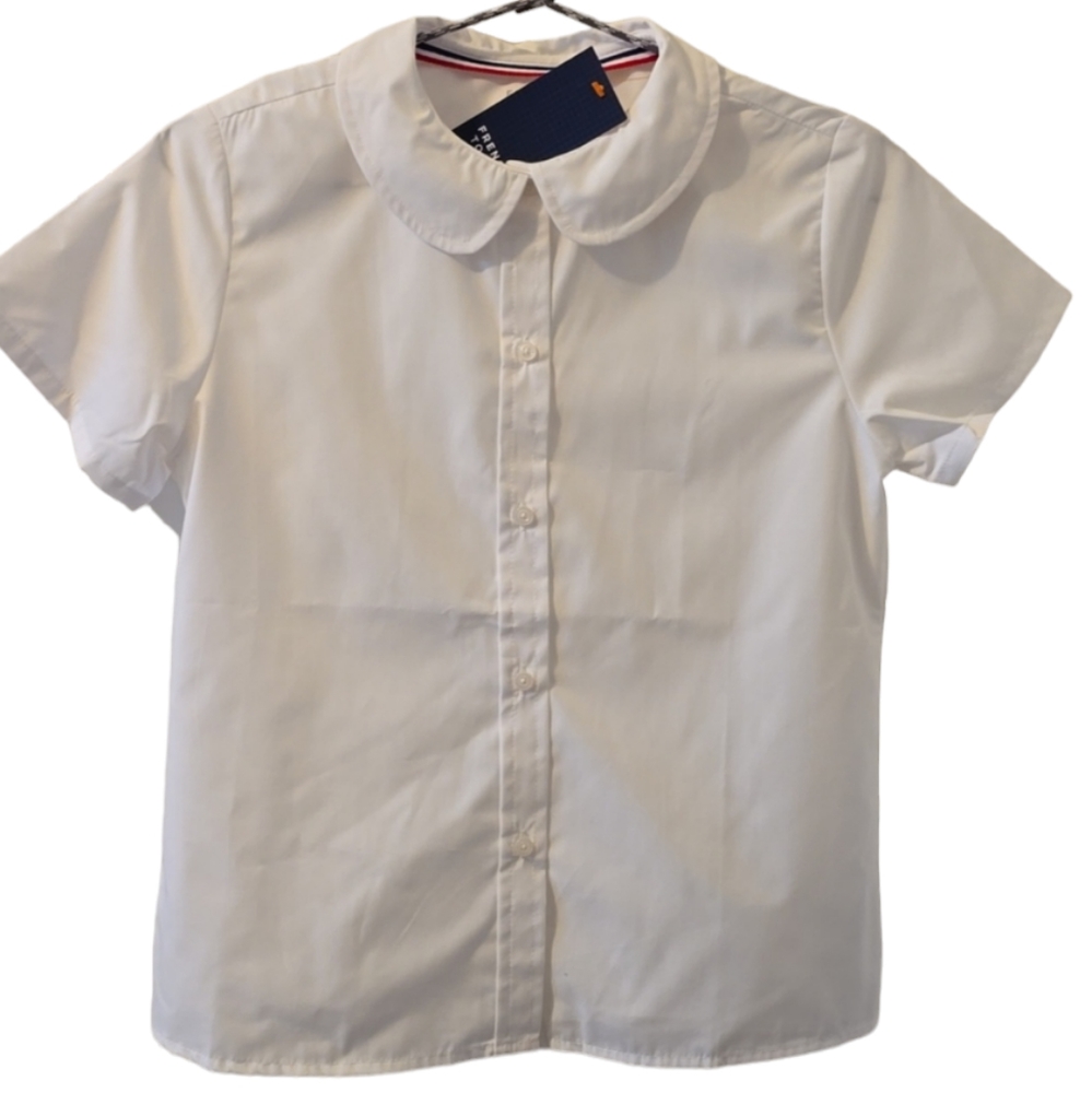 FRENCH TOAST GIRLS WHITE PLUS SIZE SHORT SLEEVE BUTTON BLOUSE SIZE 14.5 PLUS